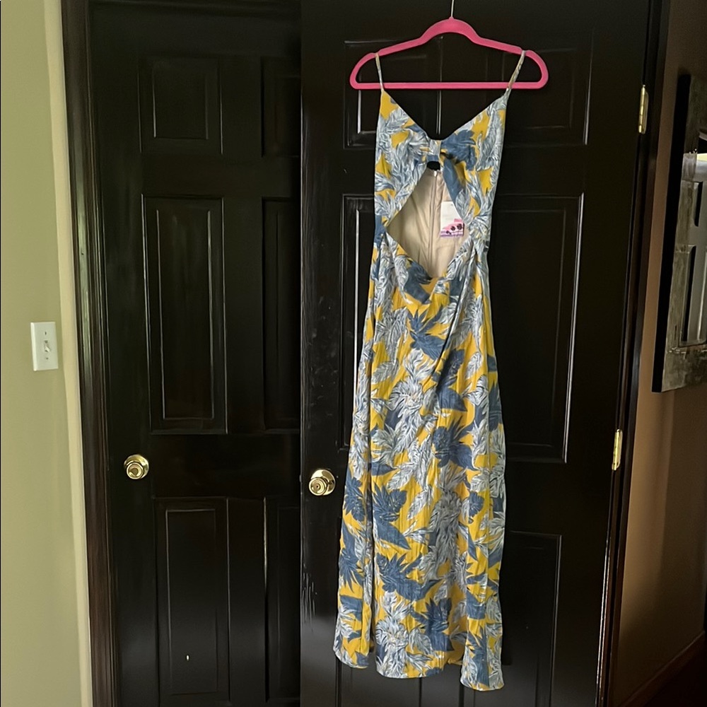 Dainty Hooligan Yellow and Blue Backless Dress